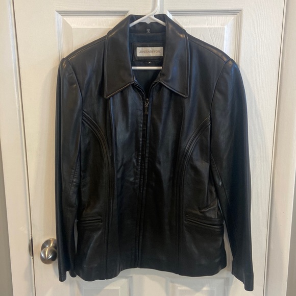 Jones New York Jackets & Blazers - Jones New York Black Leather Jacket Size Med